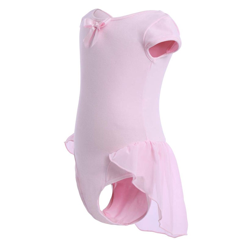 OBEEII Toddler Kid Girl Cap Sleeve Ballet Dress High Low Skirted Leotard Ballerina Gymnastic Dancewear Activewear Costume (Pink, 18-24 Months) - Image 3